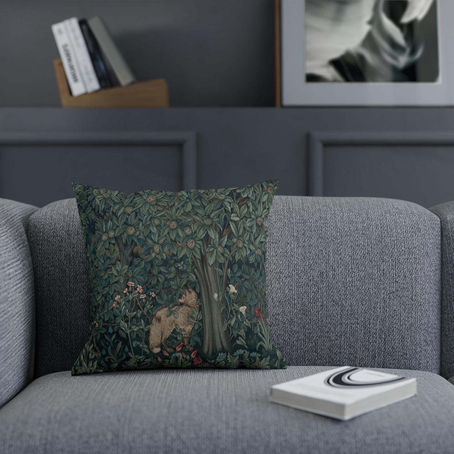 William-Morris-and-Co-Cushion-and-Cushion-Cover-Fox-by-John-Henry-Dearle-Green-Forest-Collection-3