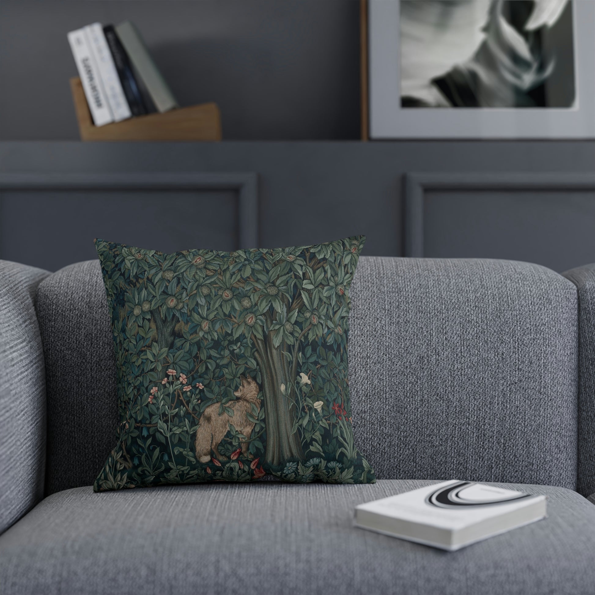 William-Morris-and-Co-Cushion-and-Cushion-Cover-Fox-by-John-Henry-Dearle-Green-Forest-Collection-3