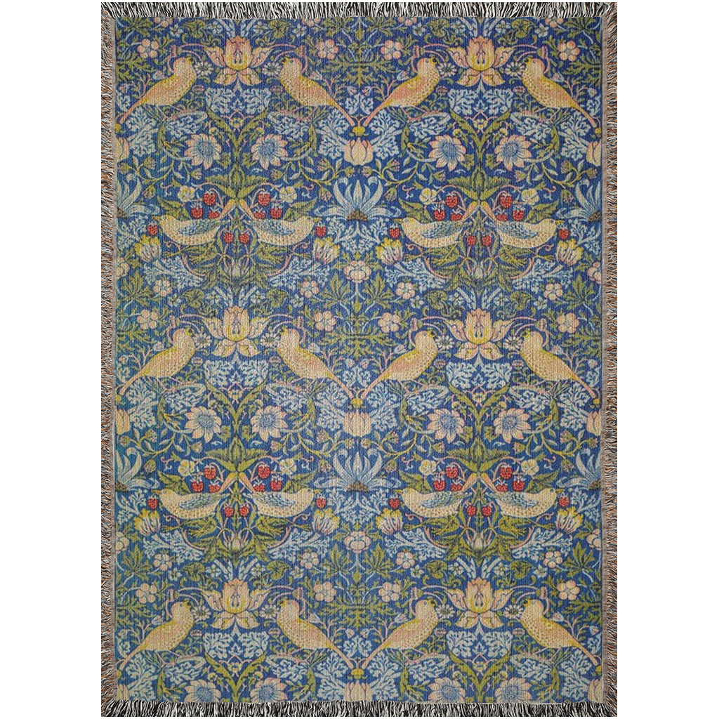 william-morris-co-woven-cotton-blanket-with-fringe-strawberry-thief-collection-indigo-1