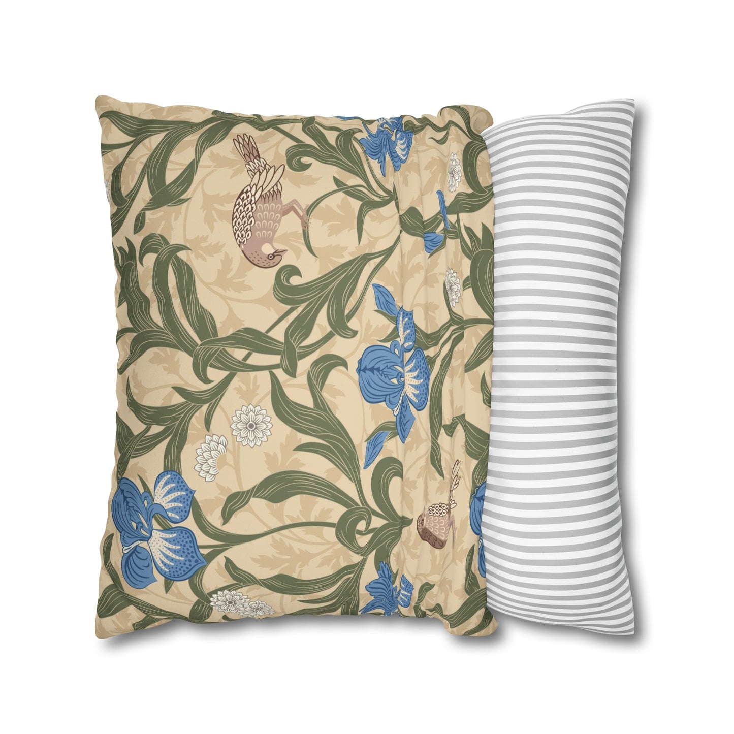 Faux Suede Cushion Cover inspired by William Morris - Blue Iris Collection