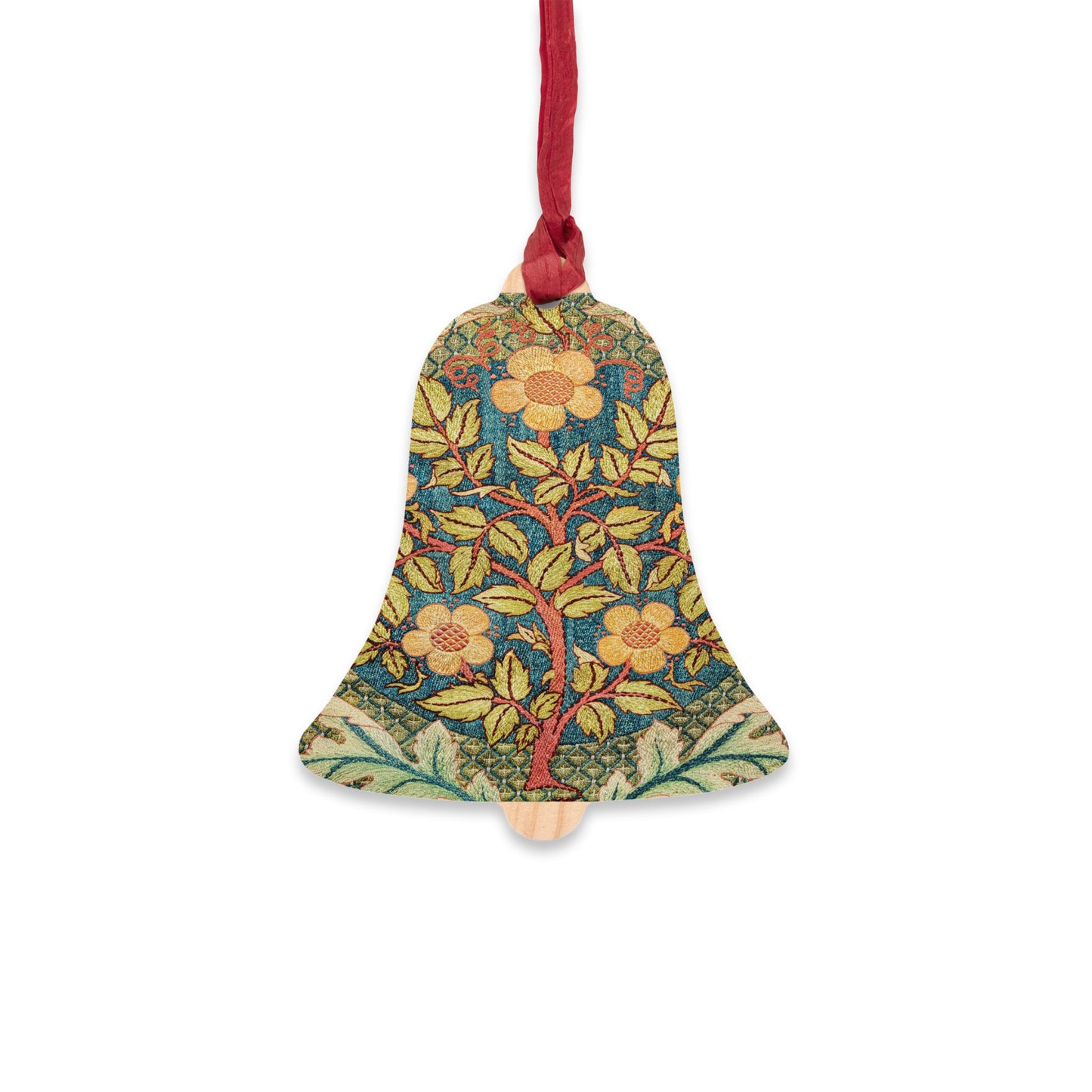 Wooden Christmas Ornaments inspired by William Morris - Rose Wreath Collection