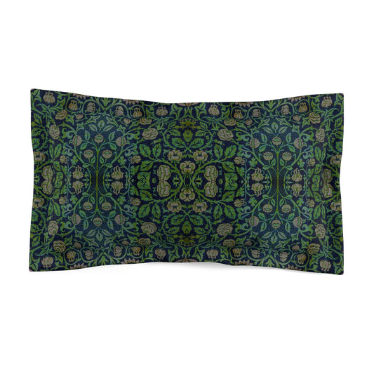 Pillow Sham inspired by William Morris - Violet and Columbine Collection (Green) x1