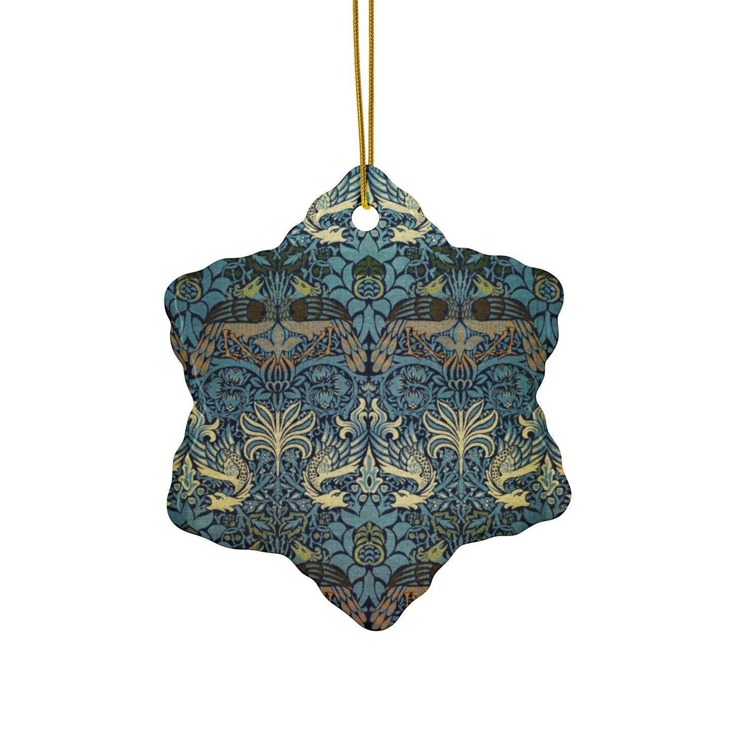 Ceramic Christmas Ornaments inspired by William Morris - Peacock & Dragon Collection - Double Sided Print: 1pc, 3pcs, 5pcs, 10pcs