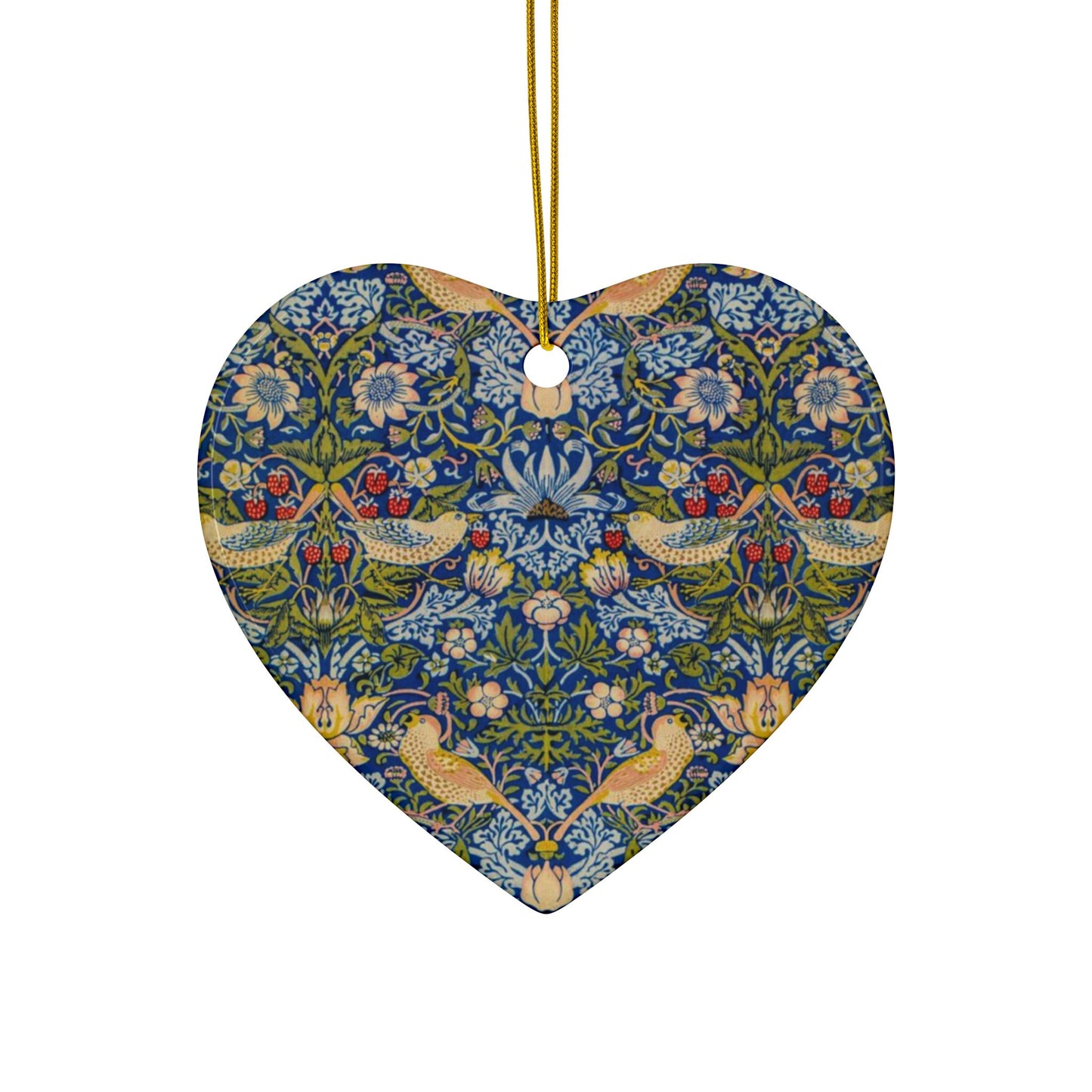 Ceramic Christmas Ornaments inspired by William Morris - Strawberry Thief Collection (Indigo) - Double Sided Print: 1pc, 3pcs, 5pcs, 10pcs