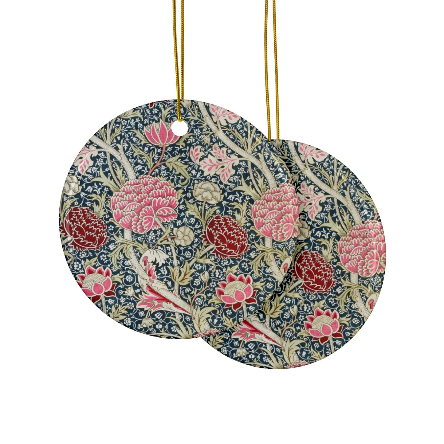 Ceramic Christmas Ornaments inspired by William Morris - Cray Collection - Double Sided Print: 1pc, 3pcs, 5pcs, 10pcs
