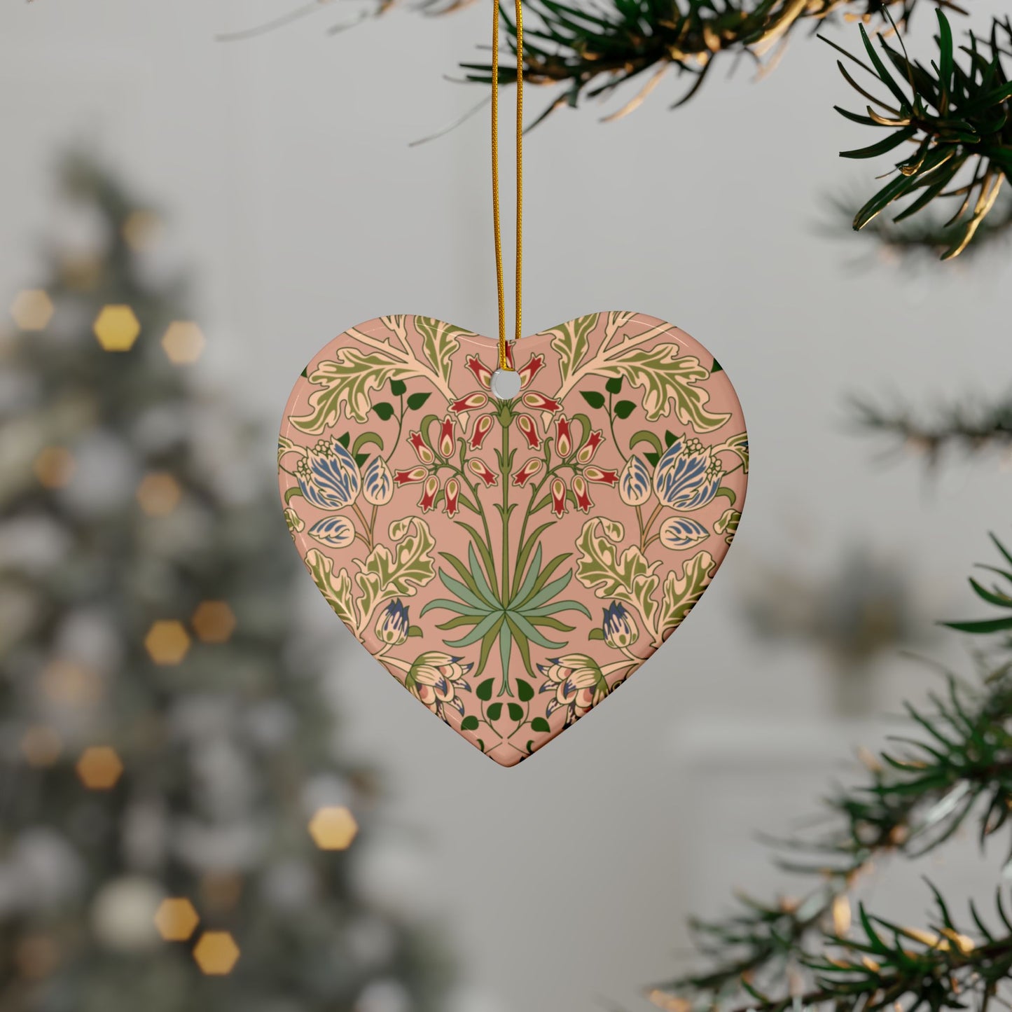 Ceramic Christmas Ornaments inspired by William Morris - Hyacinth Collection (Blossom) - Double Sided Print: 1pc, 3pcs, 5pcs, 10pcs