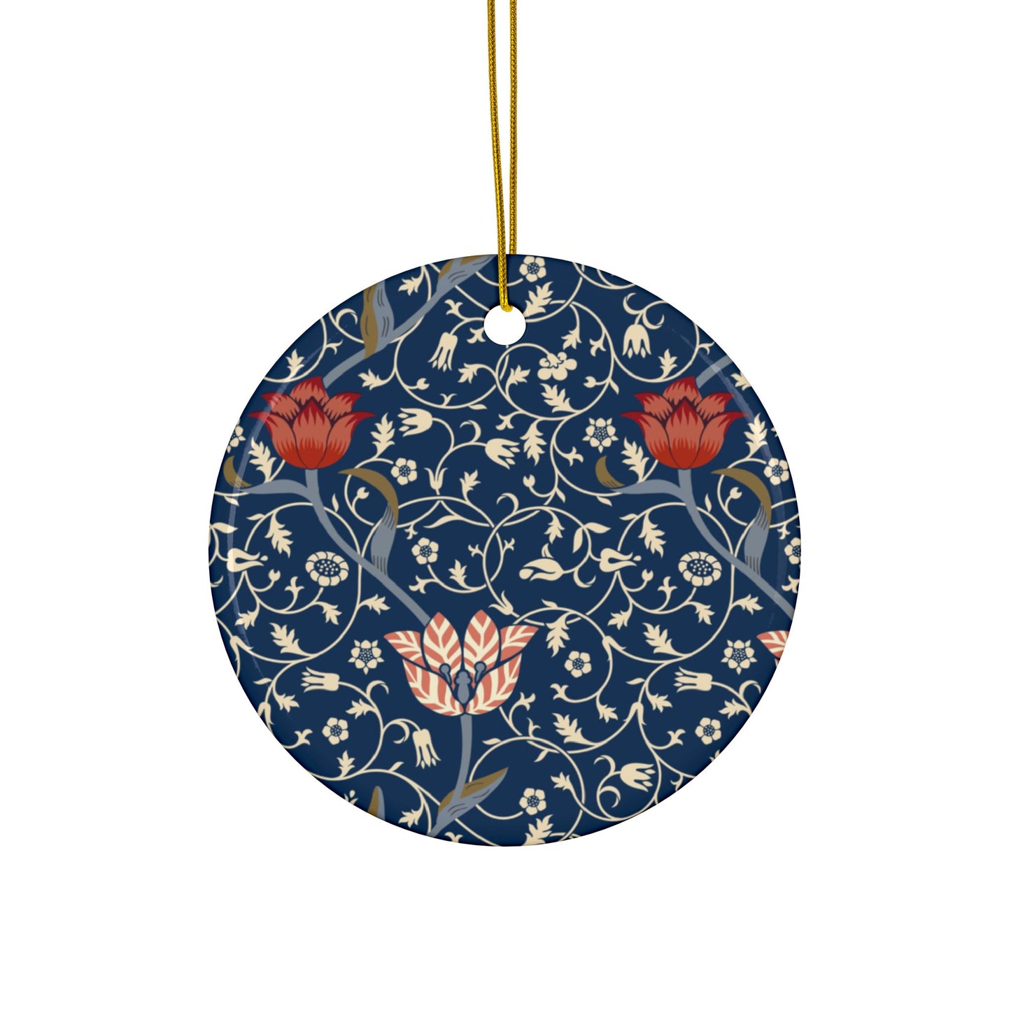 Ceramic Christmas Ornaments inspired by William Morris - Medway Collection - Double Sided Print: 1pc, 3pcs, 5pcs, 10pcs