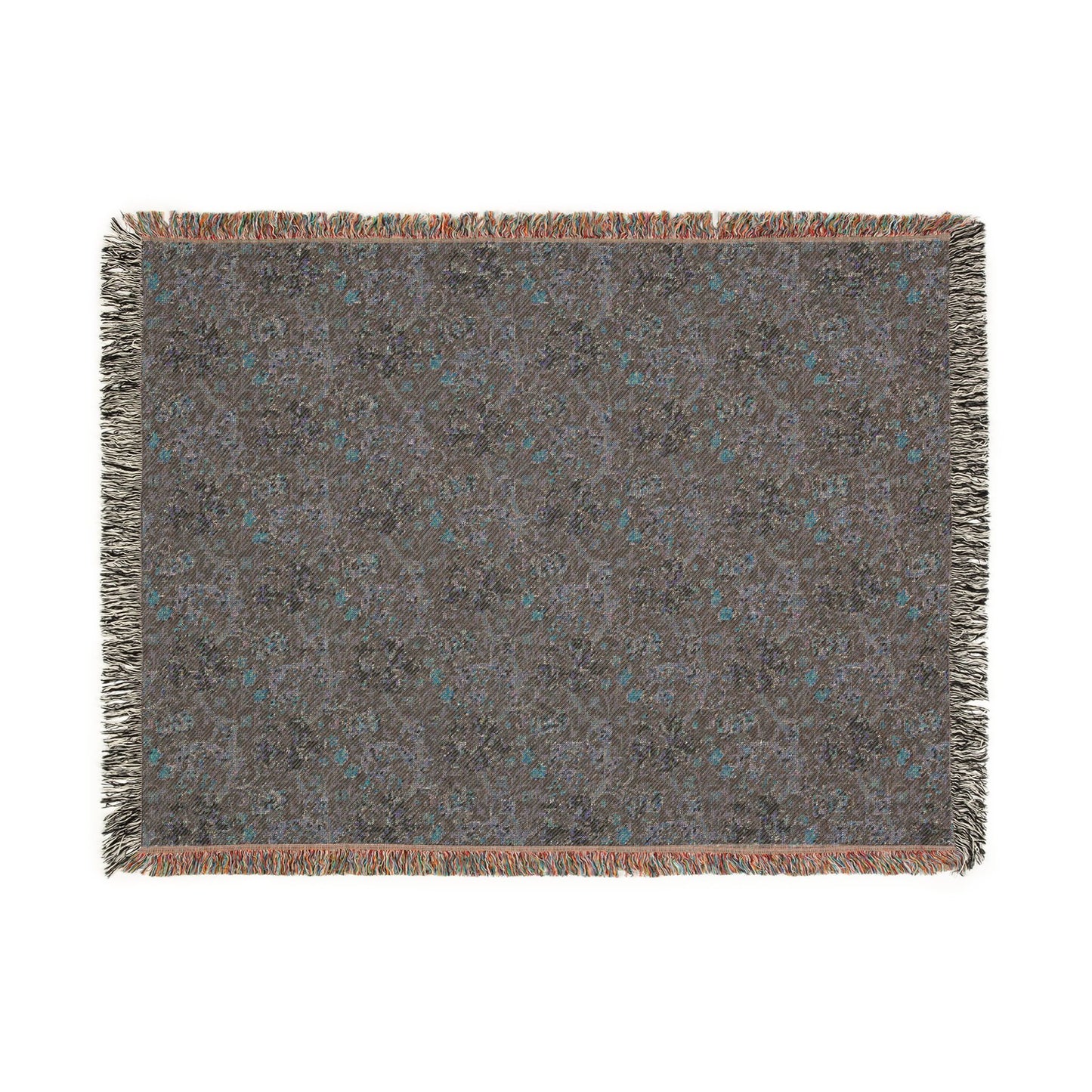 Woven Cotton Blanket inspired by William Morris - Golden Lily Collection (Midnight)