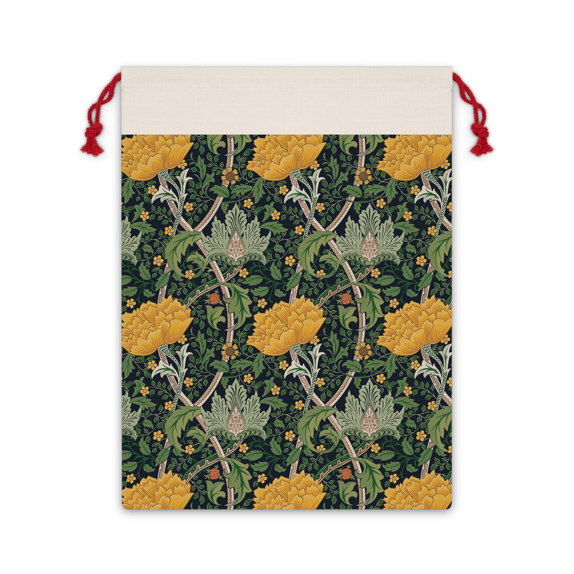 william-morris-co-christmas-linen-drawstring-bag-chrysanthemum-collection-yellow-2