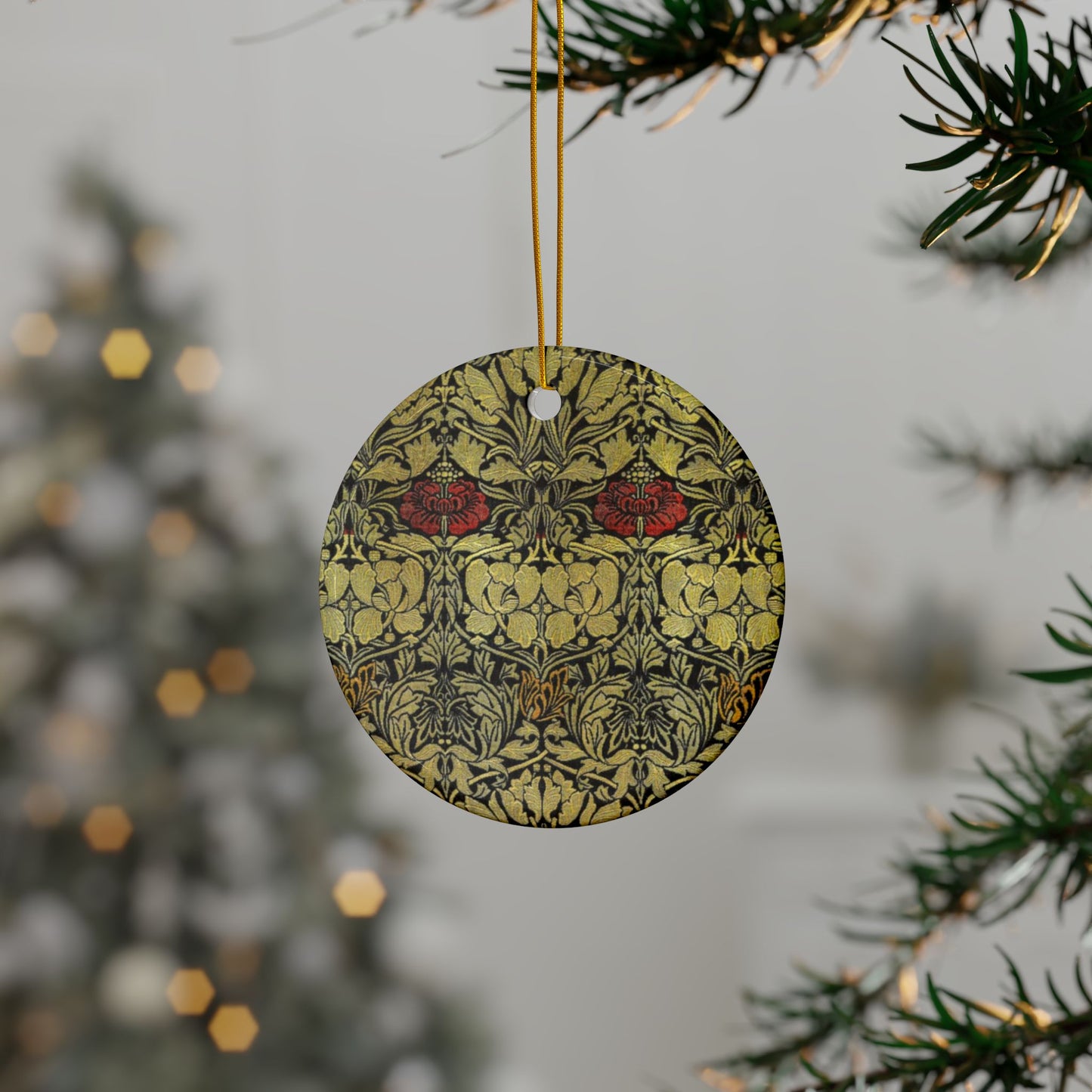 Ceramic Christmas Ornaments inspired by William Morris - Tulip & Rose Collection - Double Sided Print: 1pc, 3pcs, 5pcs, 10pcs