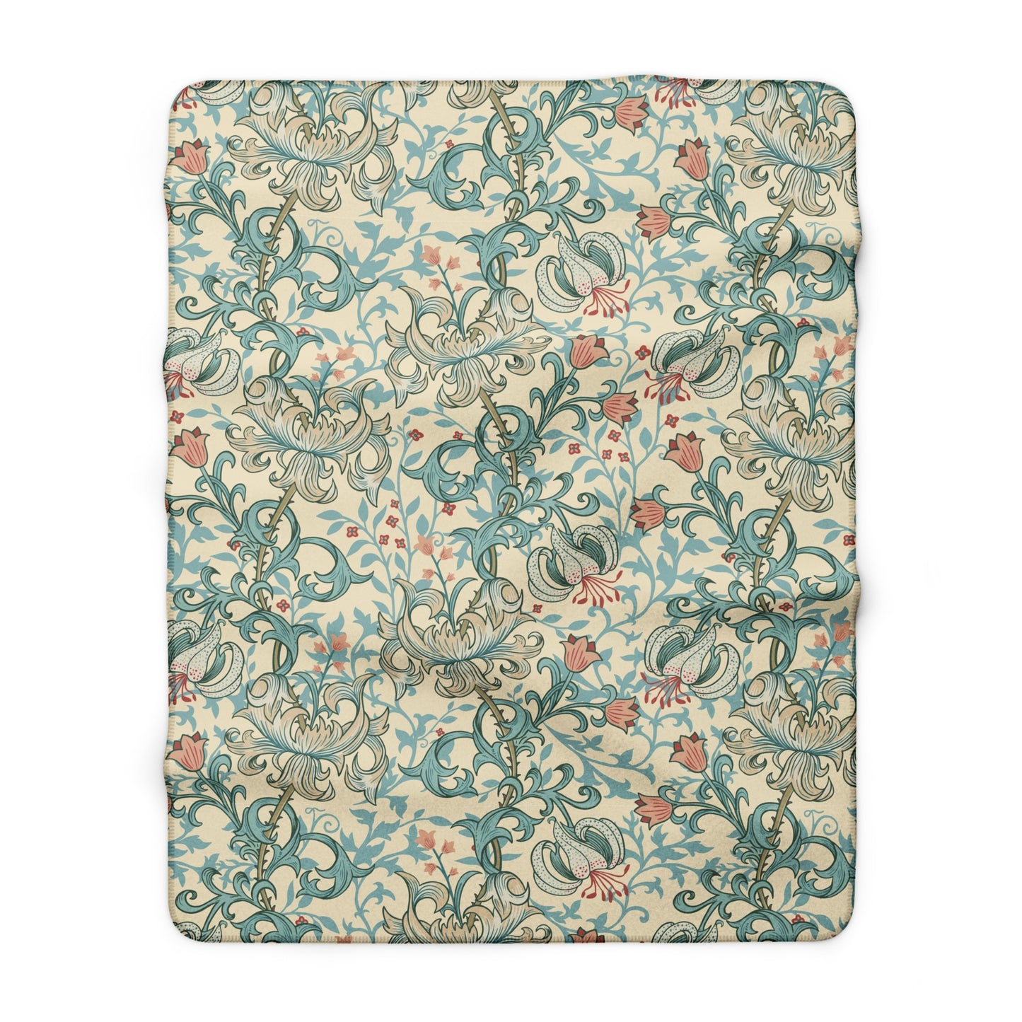 Sherpa Fleece Blanket inspired by William Morris - Golden Lily Collection (Mineral)