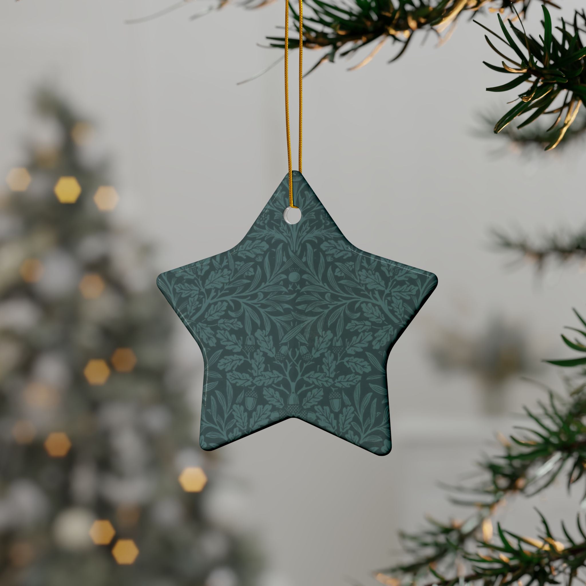 Xmas Ornaments William Morris - Acorn & Oak Leaves (Teal) 1, 3, 5