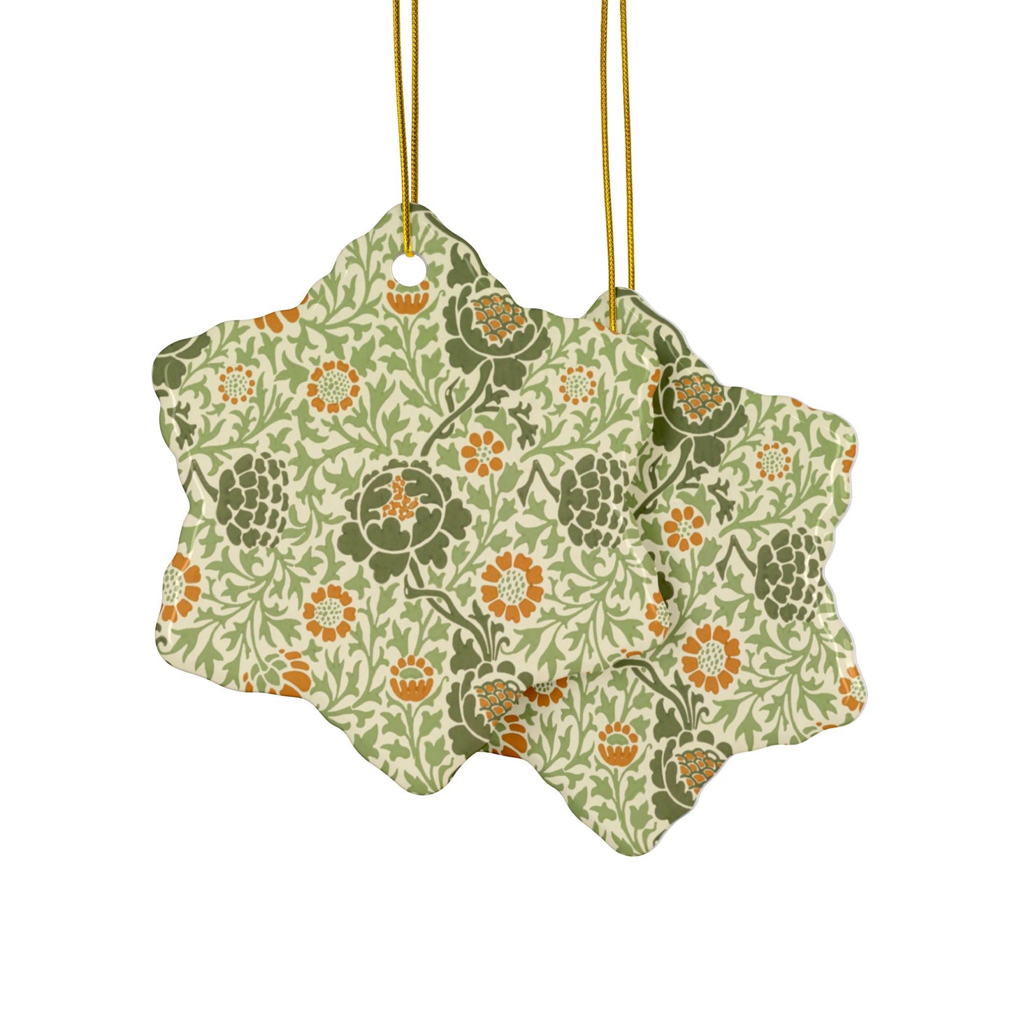 Ceramic Christmas Ornaments inspired by William Morris - Grafton Collection - Double Sided Print: 1pc, 3pcs, 5pcs, 10pcs