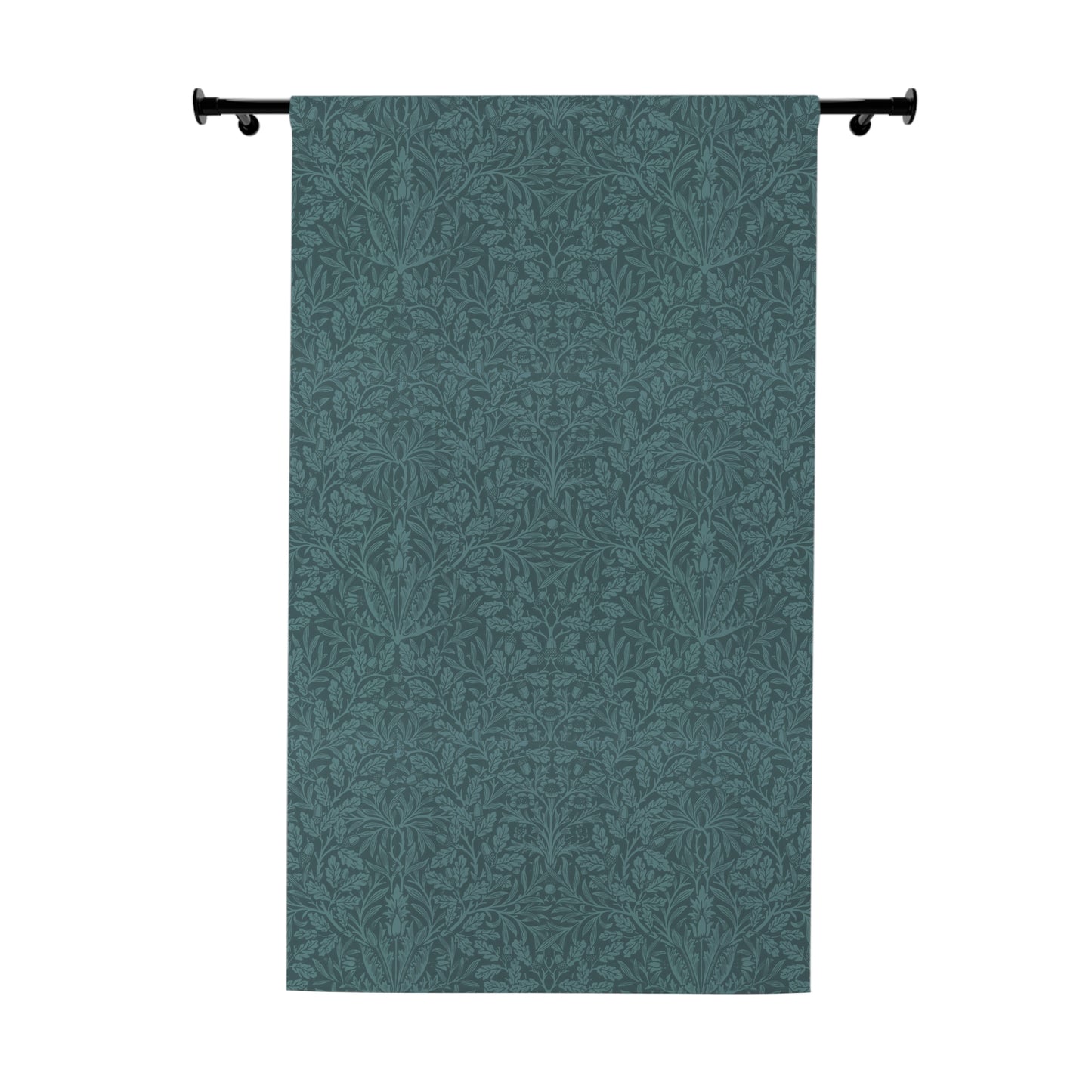 Blackout Window Curtain inspired by William Morris (1 Piece) - Acorns and Oak Leaves Collection (Teal)