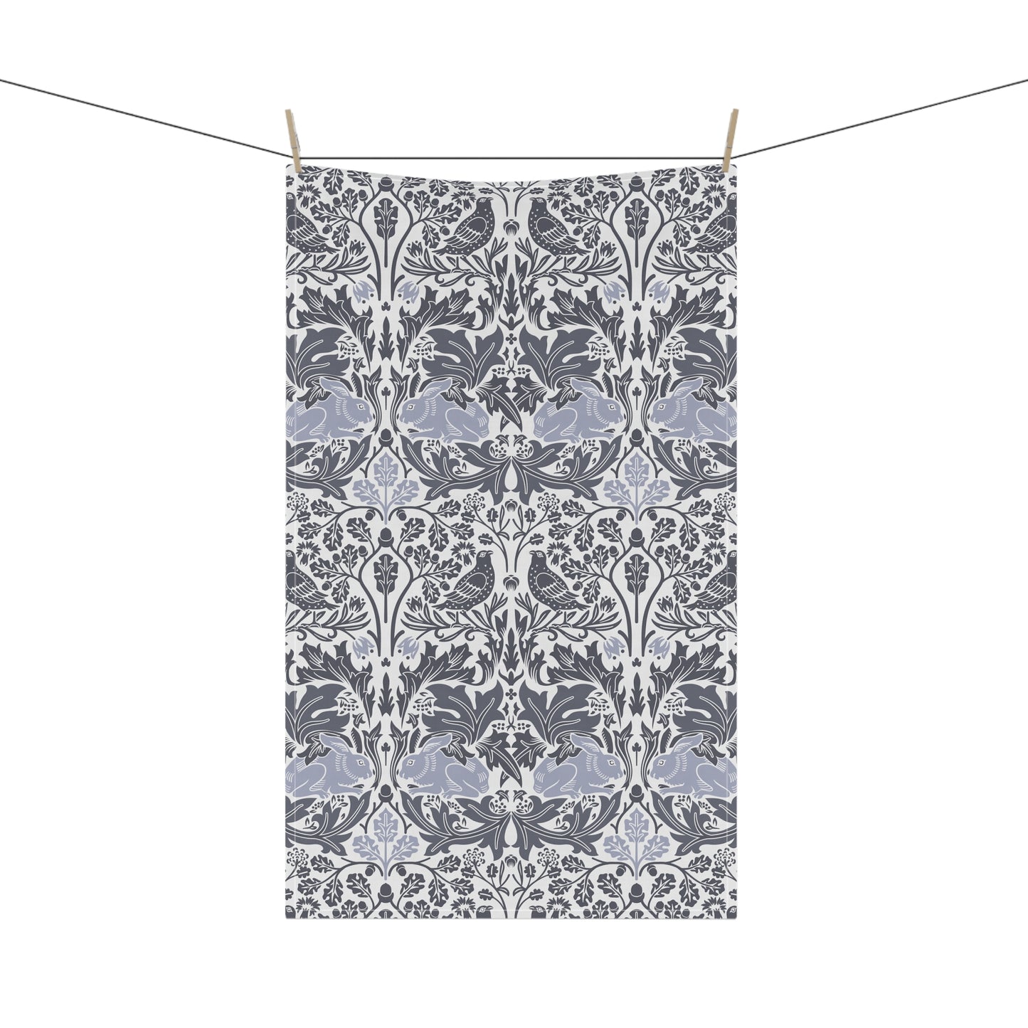 Kitchen Tea Towel inspired by William Morris - Brer Rabbit Collection (Grey)