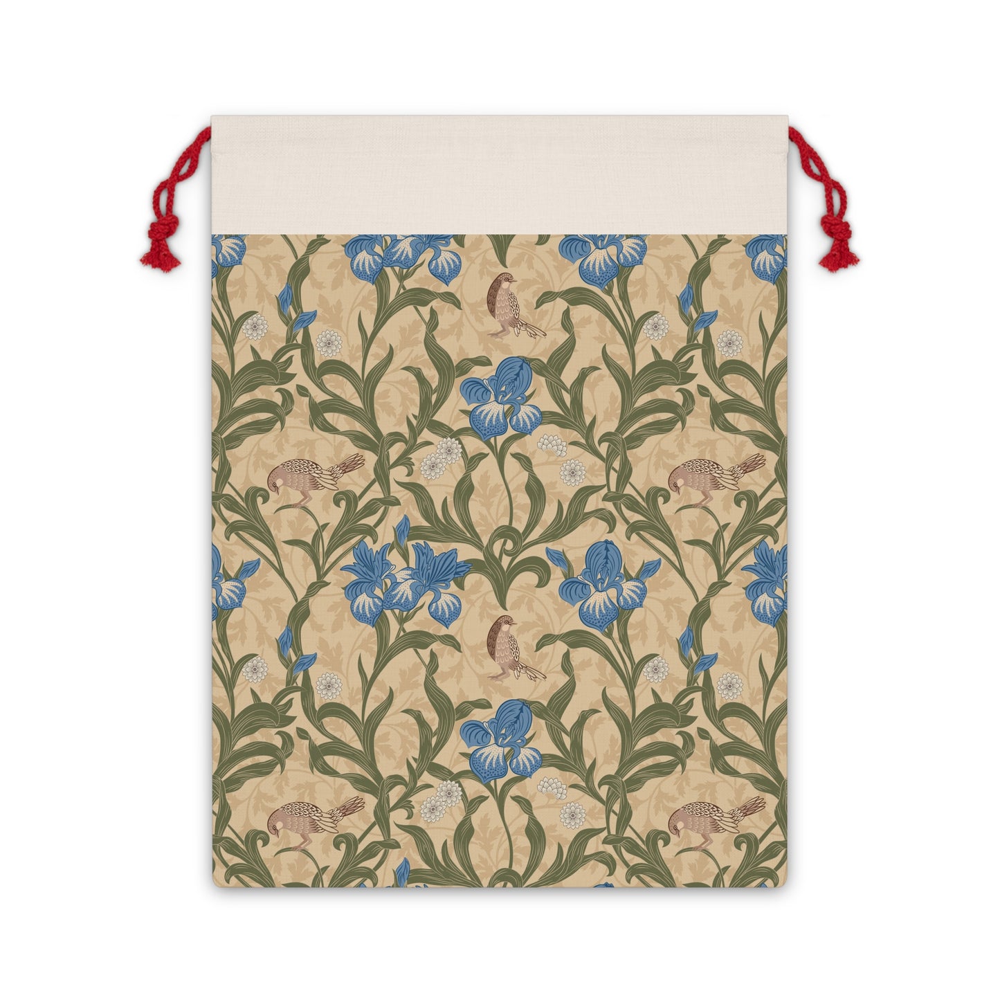 Christmas Santa Sack inspired by William Morris - Blue Iris Collection