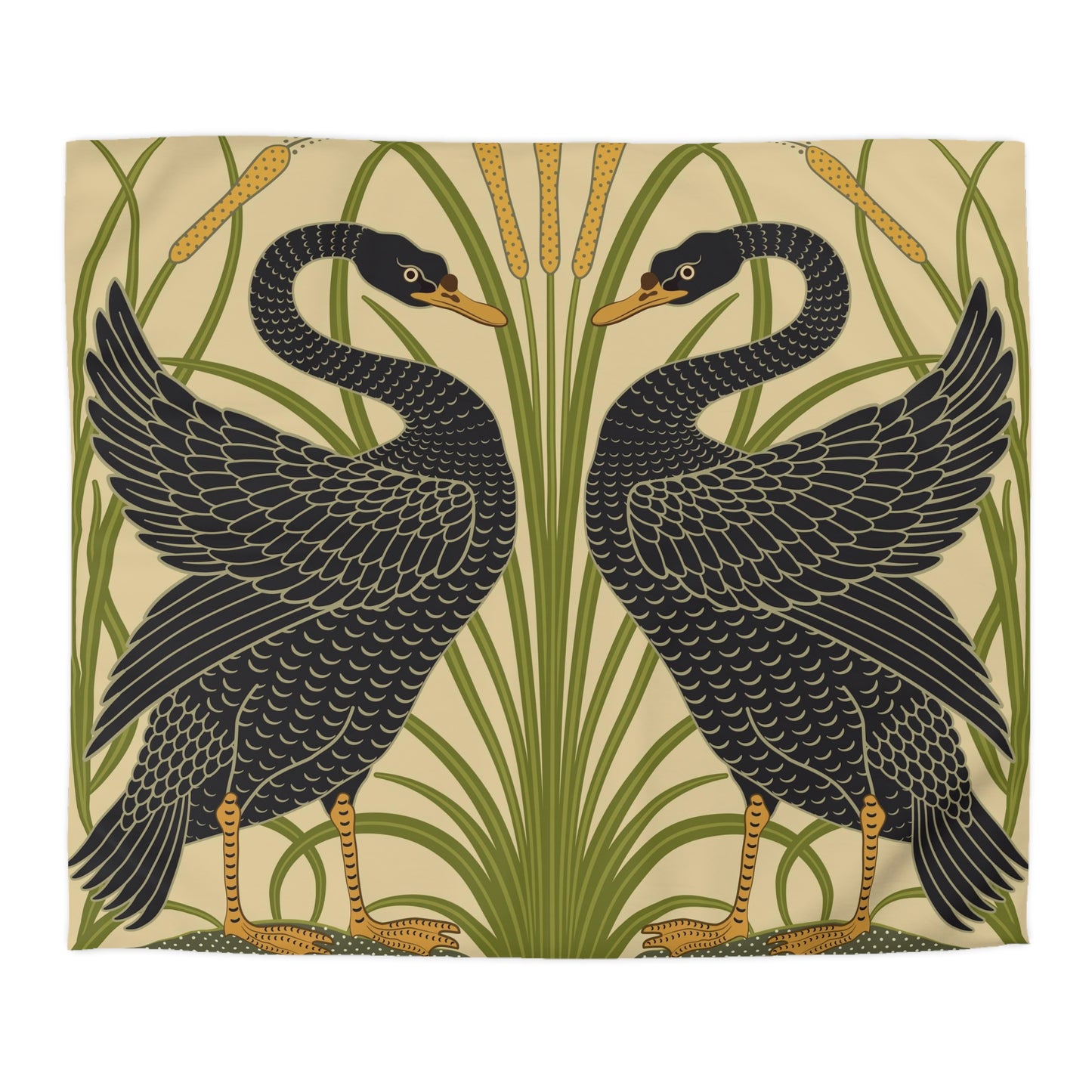 Duvet Cover inspired by William Morris - Black Swan Collection (Cygnus Aatratus)