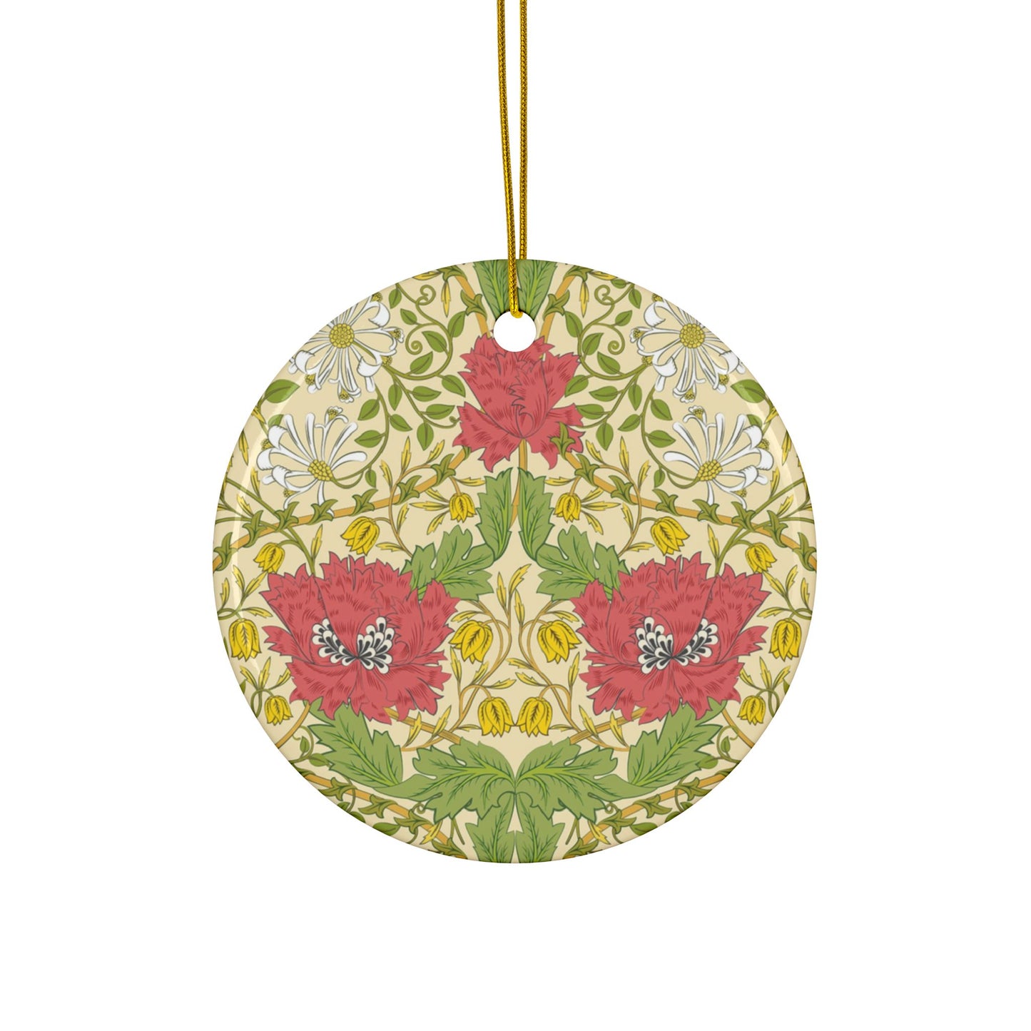 Ceramic Christmas Ornaments inspired by William Morris - Honeysuckle Collection (Summer) - Double Sided Print: 1pc, 3pcs, 5pcs, 10pcs