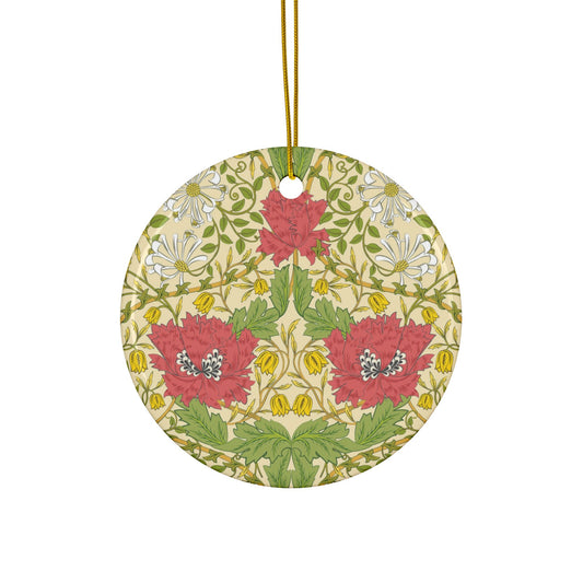 Ceramic Christmas Ornaments inspired by William Morris - Honeysuckle Collection (Summer) - Double Sided Print: 1pc, 3pcs, 5pcs, 10pcs