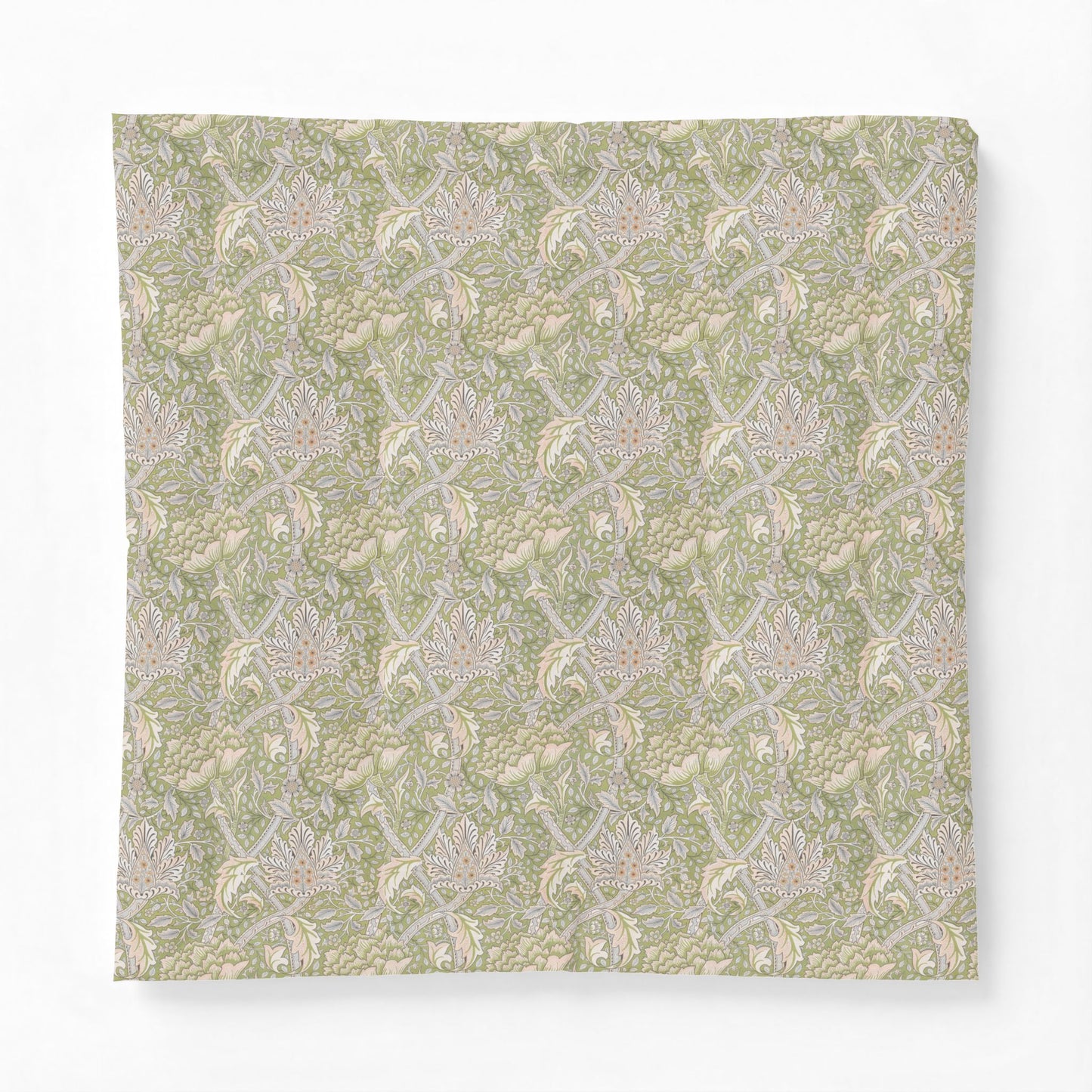 Floral Vine Cotton Comforter — Sage Green Botanical Duvet Cover