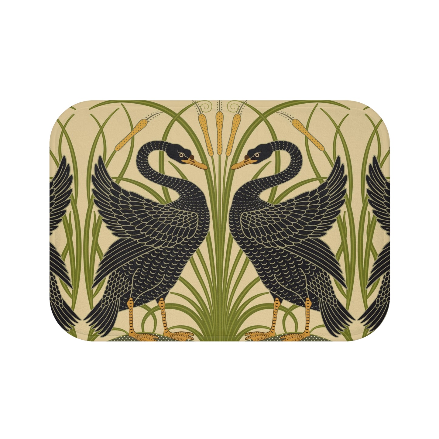 Microfibre Bath Mat inspired by William Morris - Black Swan Collection (Cygnus Aatratus)