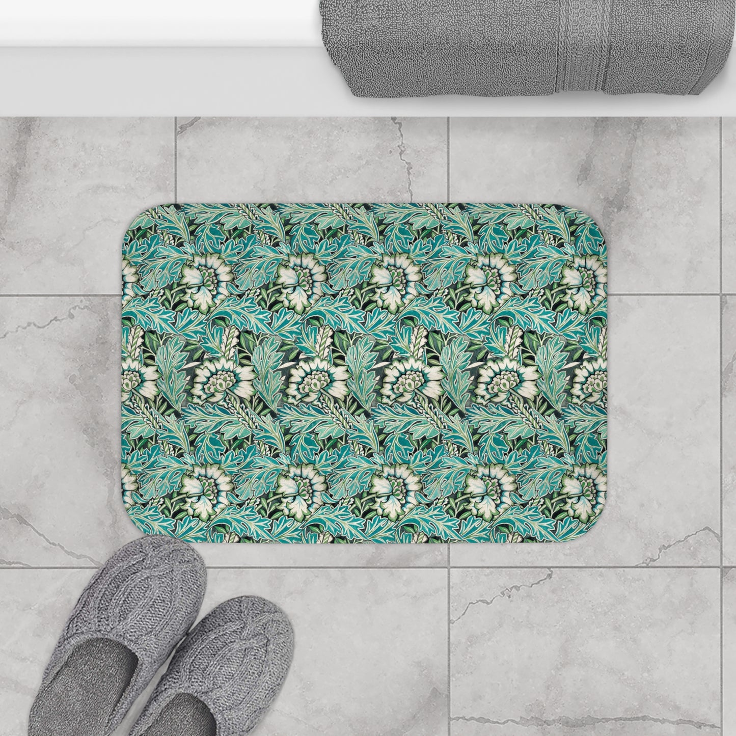 Microfibre Bath Mat inspired by William Morris - Anemone Collection