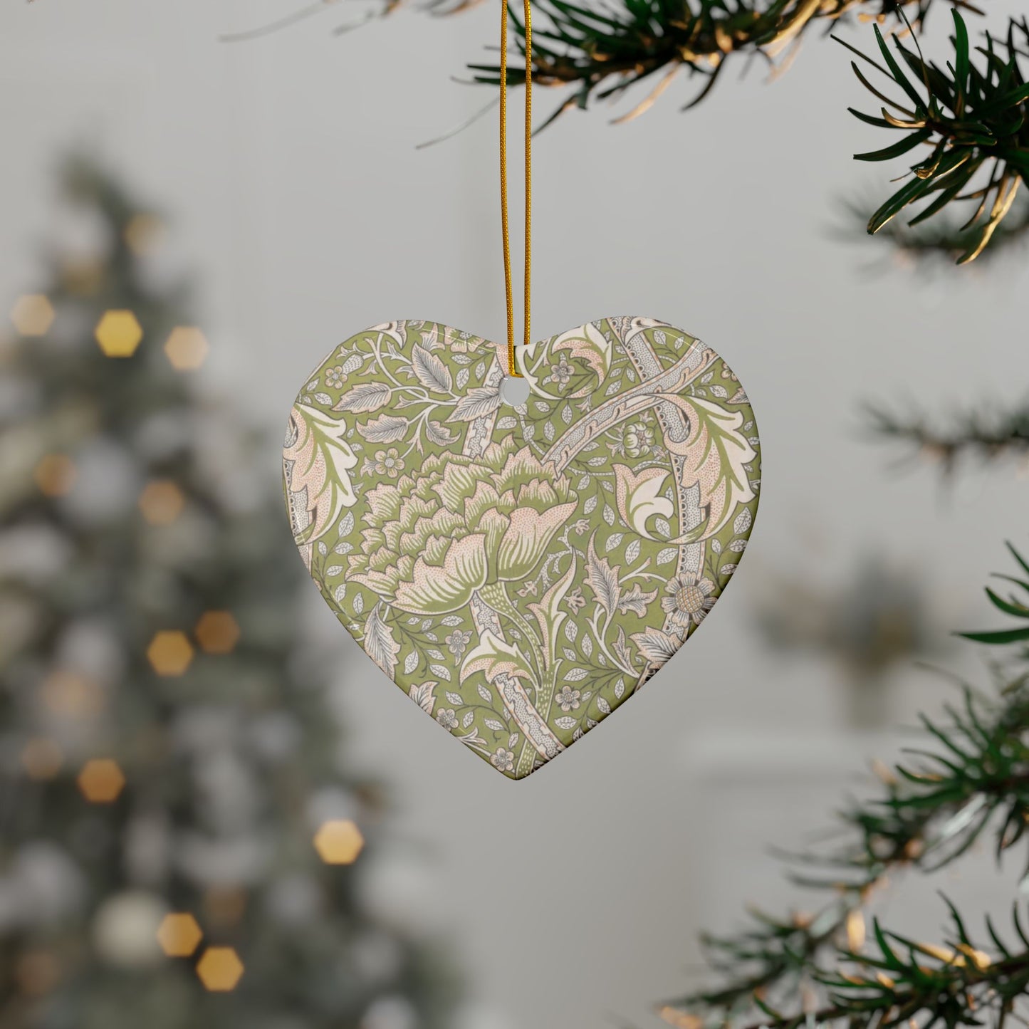 Ceramic Christmas Ornaments inspired by William Morris - Windrush Collection (Brook) - Double Sided Print: 1pc, 3pcs, 5pcs, 10pcs