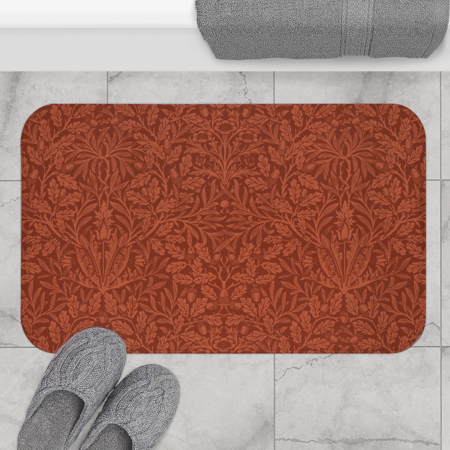 microfibre-bath-mat-william-morris-acorns-oak-leaves-rust-9