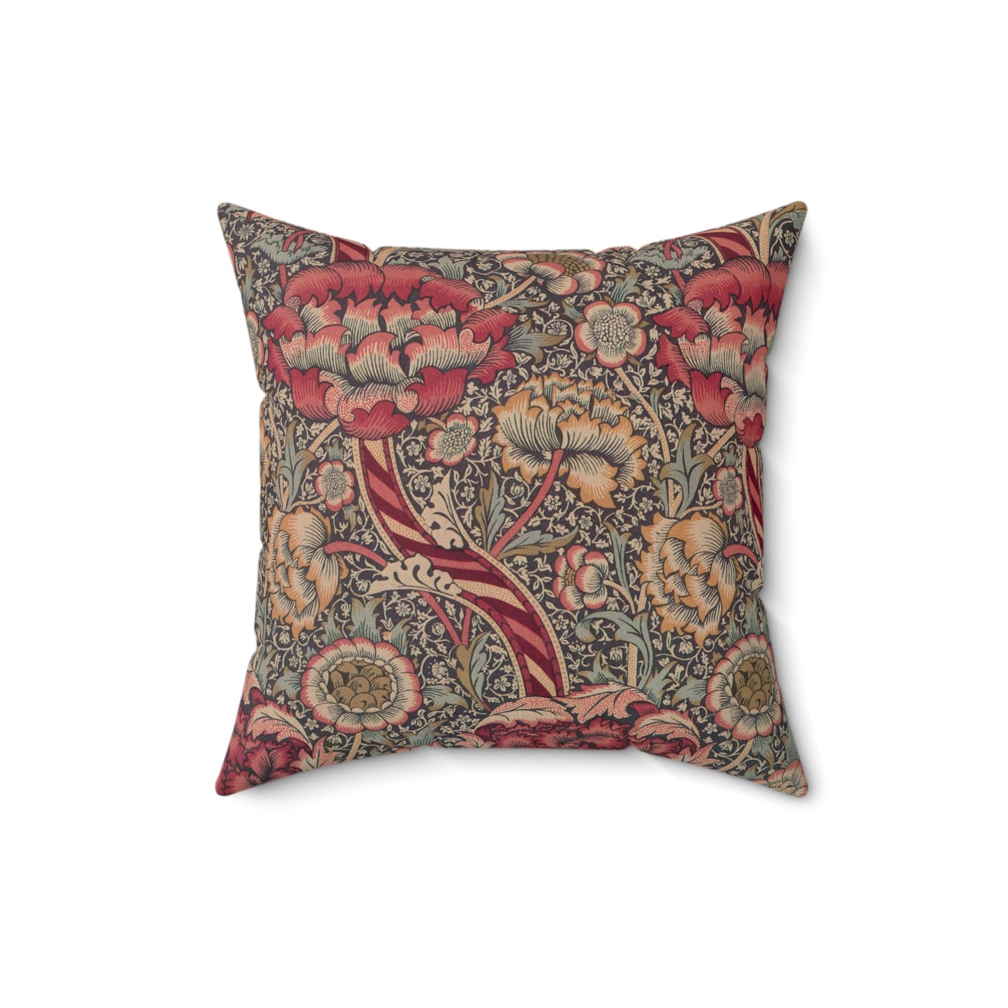 Faux Suede Cushion inspired by William Morris - Wandle Collection (Red)