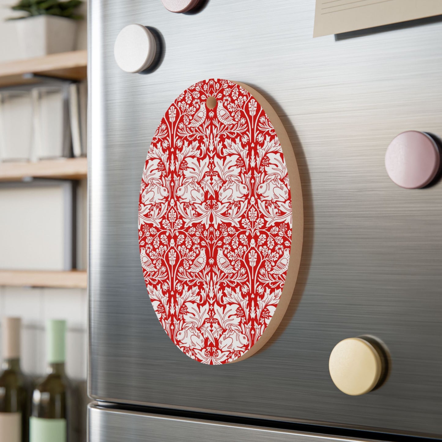 Wooden Christmas Ornaments inspired by William Morris - Brer Rabbit Collection (Red)