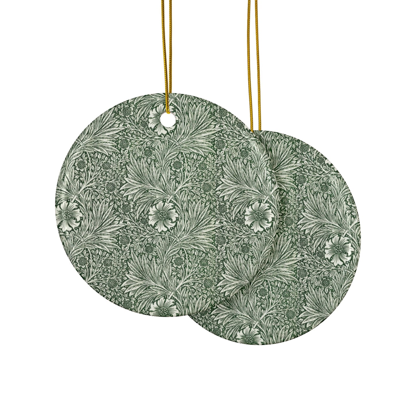 Ceramic Christmas Ornaments inspired by William Morris - Marigold Collection - Double Sided Print: 1pc, 3pcs, 5pcs, 10pcs