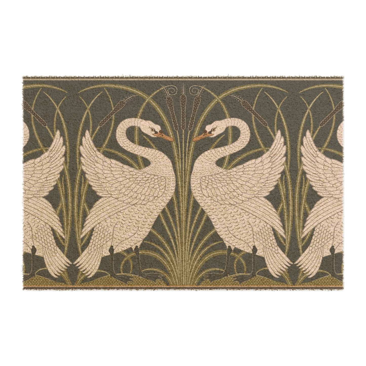 Coconut Coir Doormat inspired by William Morris - White Swan Collection (Spruce)