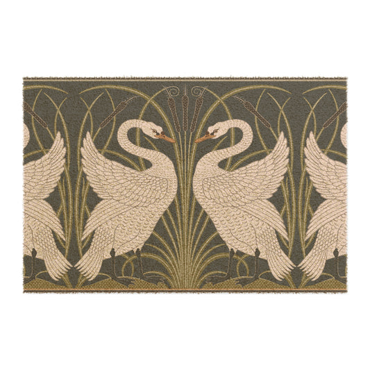 William Morris & Co Coconut Coir Doormat - White Swan Collection (Spruce)