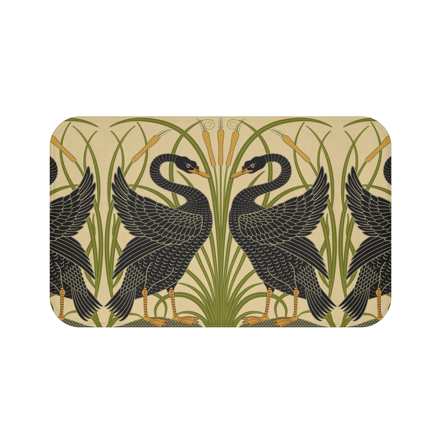 Microfibre Bath Mat inspired by William Morris - Black Swan Collection (Cygnus Aatratus)