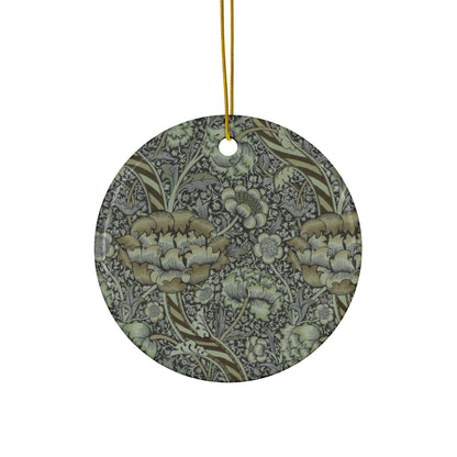 Ceramic Christmas Ornaments inspired by William Morris - Wandle Collection (Grey) - Double Sided Print: 1pc, 3pcs, 5pcs, 10pcs