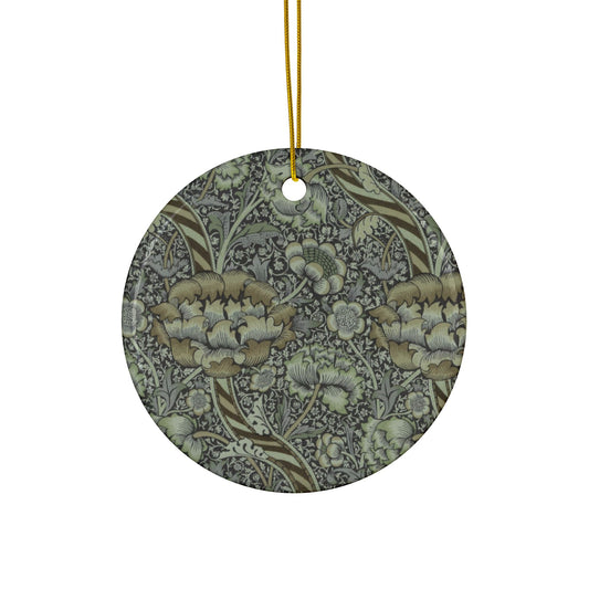 Ceramic Christmas Ornaments inspired by William Morris - Wandle Collection (Grey) - Double Sided Print: 1pc, 3pcs, 5pcs, 10pcs