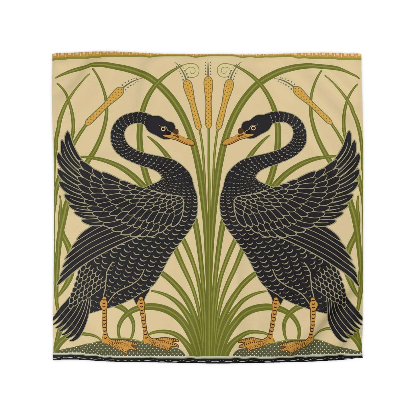 Duvet Cover inspired by William Morris - Black Swan Collection (Cygnus Aatratus)