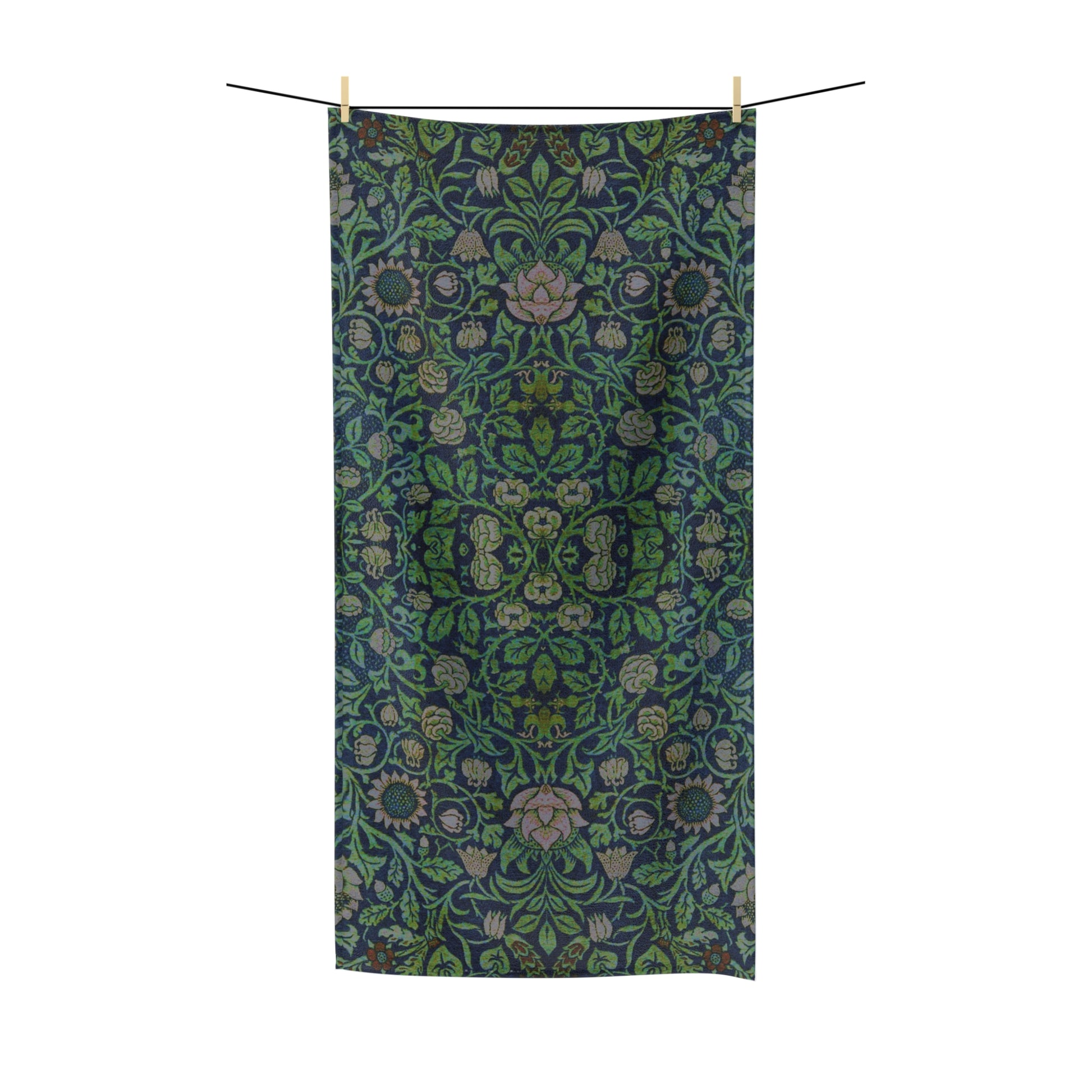 william-morris-co-luxury-polycotton-towel-violet-and-columbine-collection-green-1