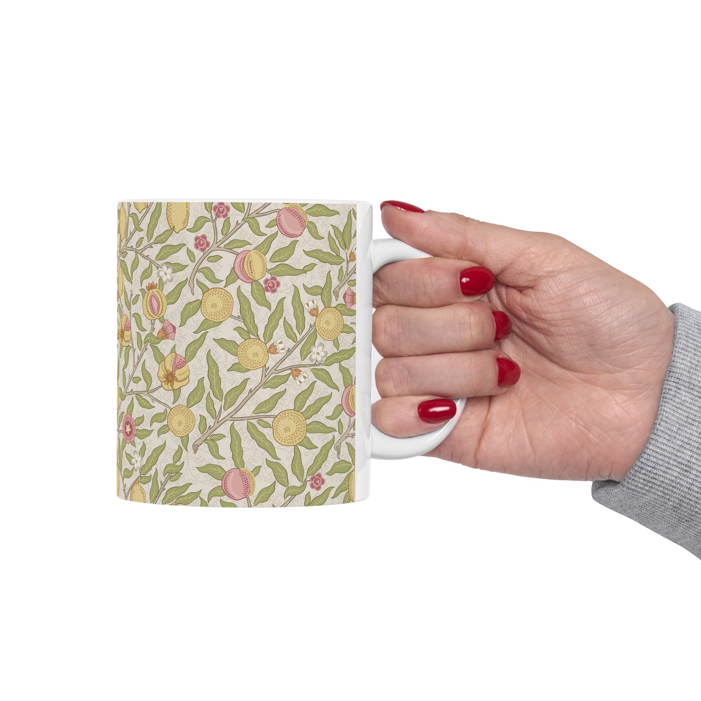 Ceramic Mug inspired by William Morris - Four Fruits Collection (Sand)