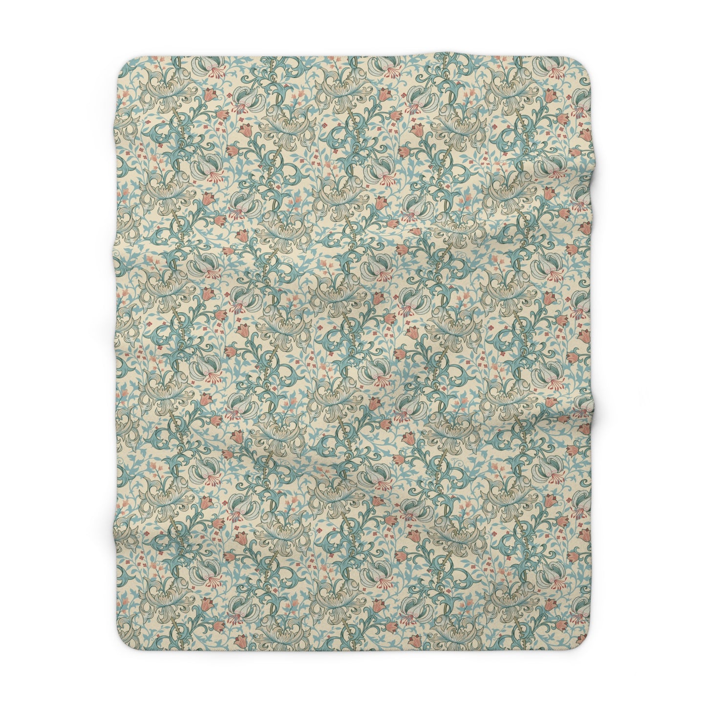 Sherpa Fleece Blanket inspired by William Morris - Golden Lily Collection (Mineral)