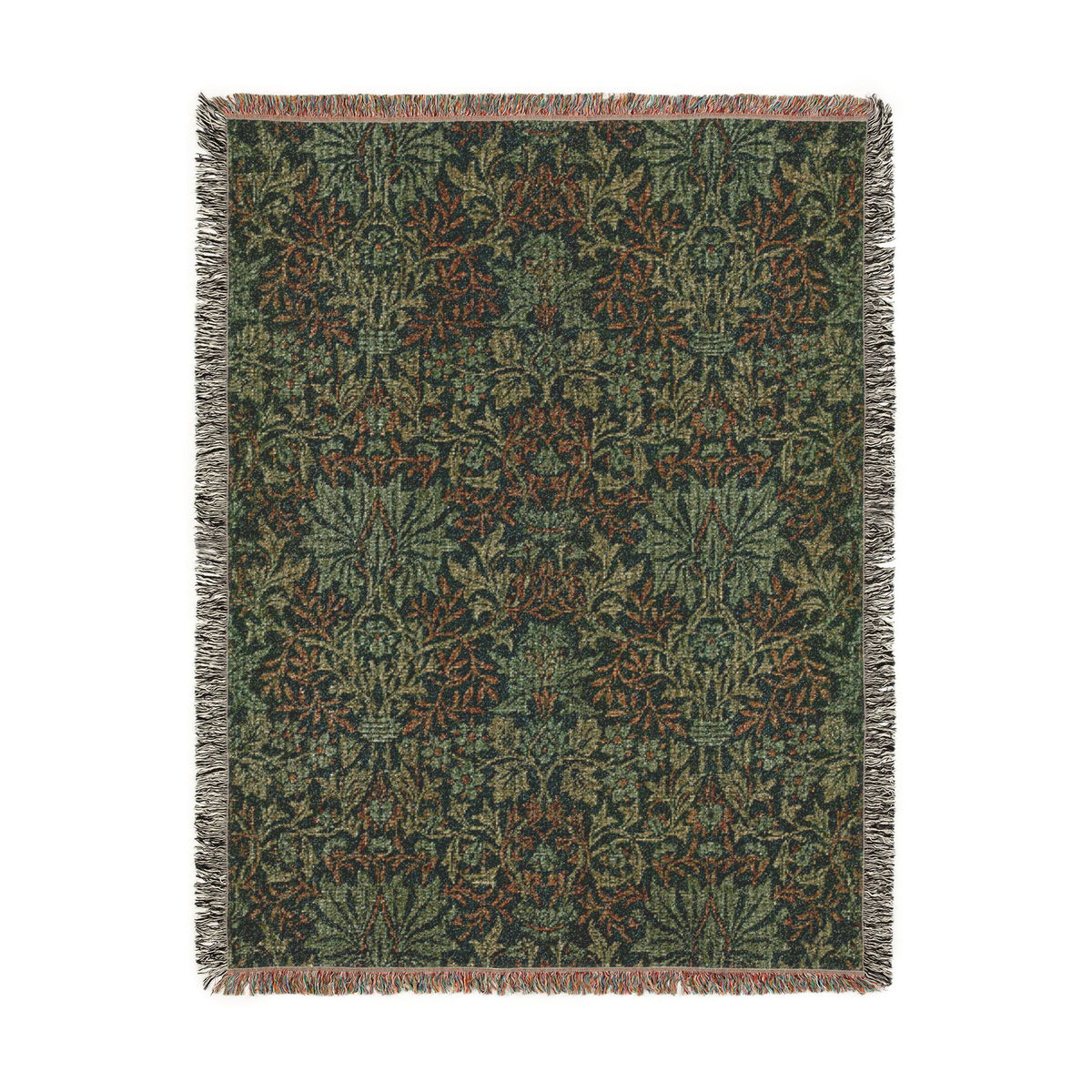 Woven Cotton Blanket inspired by William Morris - Flower Garden Collection