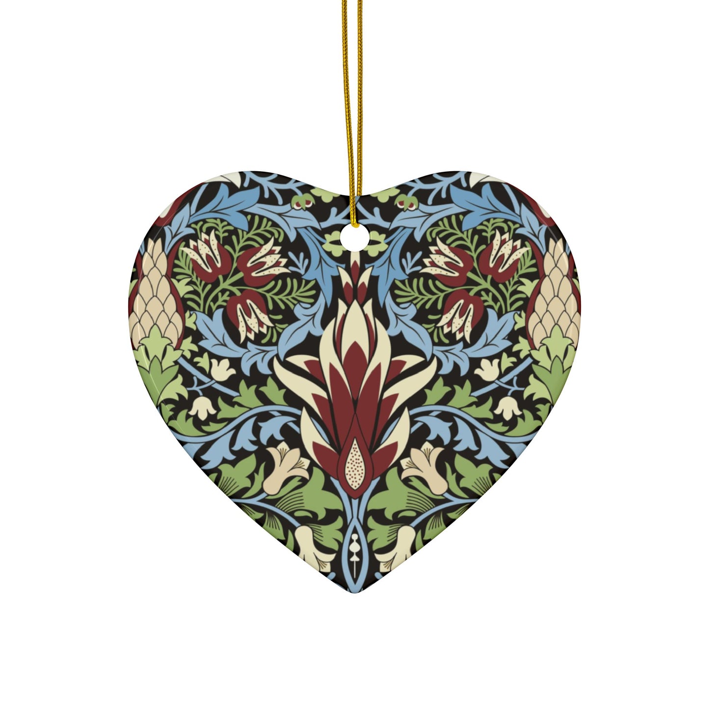 Ceramic Christmas Ornaments inspired by William Morris - Snakeshead Collection - Double Sided Print: 1pc, 3pcs, 5pcs, 10pcs