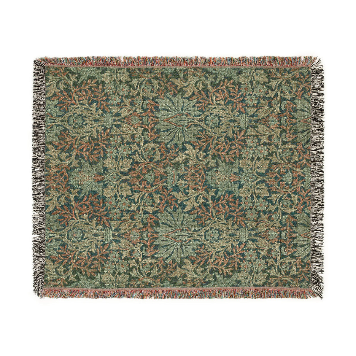 Woven Cotton Blanket inspired by William Morris - Flower Garden Collection