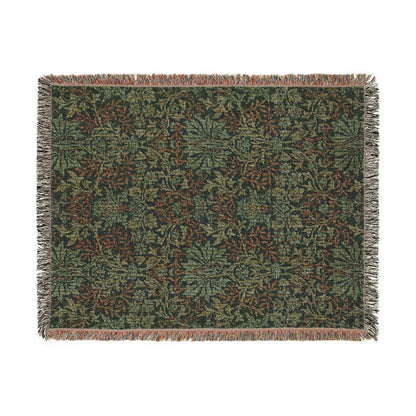 Woven Cotton Blanket inspired by William Morris - Flower Garden Collection