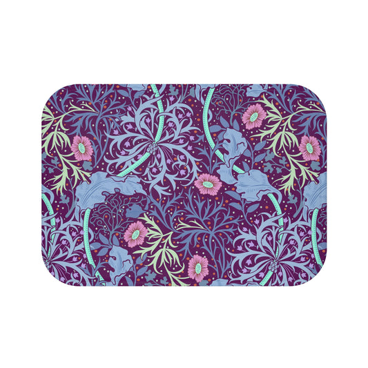 William Morris & Co Microfibre Bath Mat - Seaweed Collection (Pink Flowers)