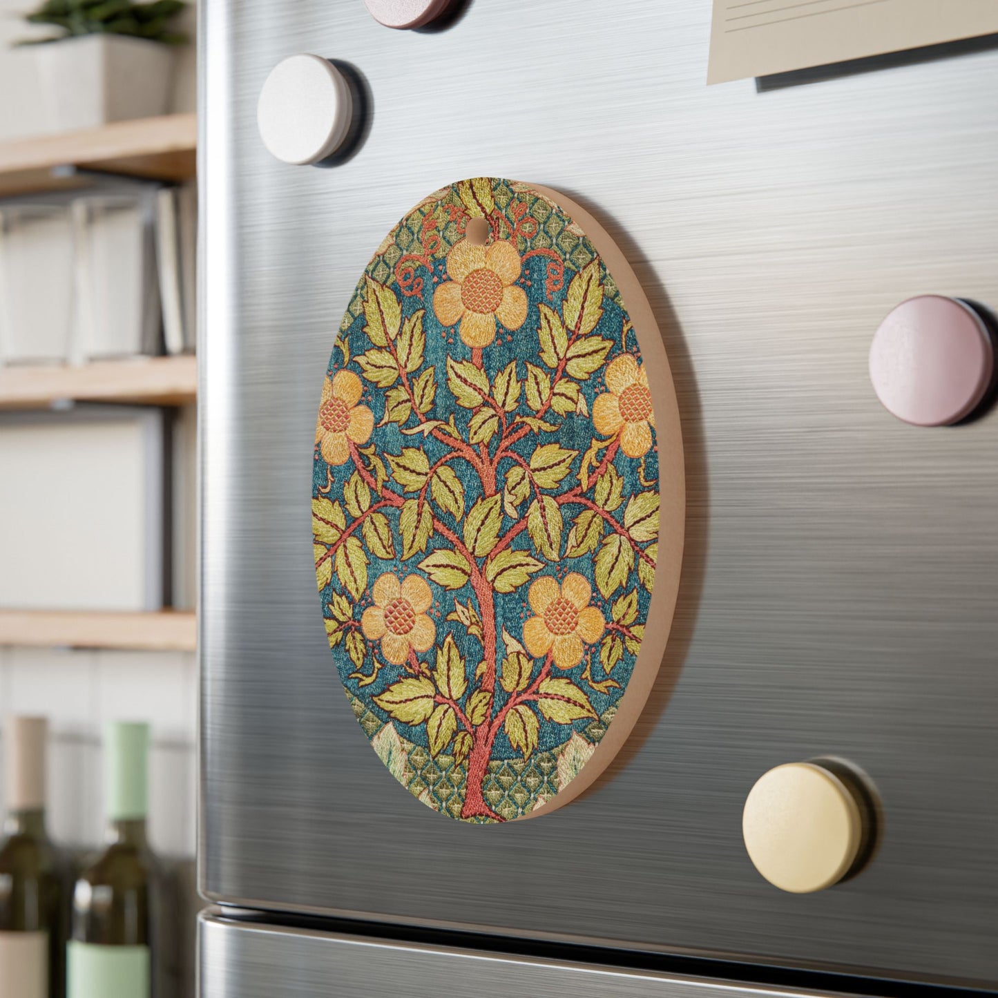 Wooden Christmas Ornaments inspired by William Morris - Rose Wreath Collection