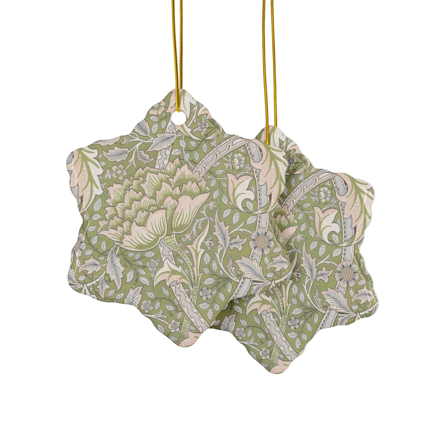 Ceramic Christmas Ornaments inspired by William Morris - Windrush Collection (Brook) - Double Sided Print: 1pc, 3pcs, 5pcs, 10pcs