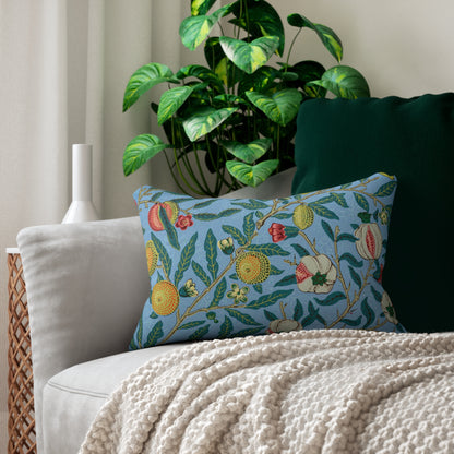 Botanical Floral Lumbar Pillow - Blue Fruit & Blossom Throw Pillow