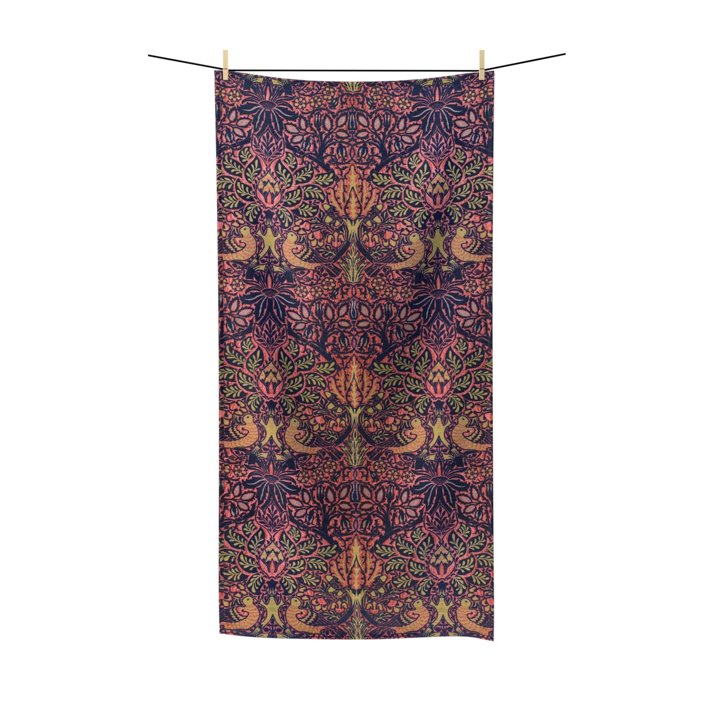 Luxury Polycotton Towel inspired by William Morris - Dove and Rose Collection