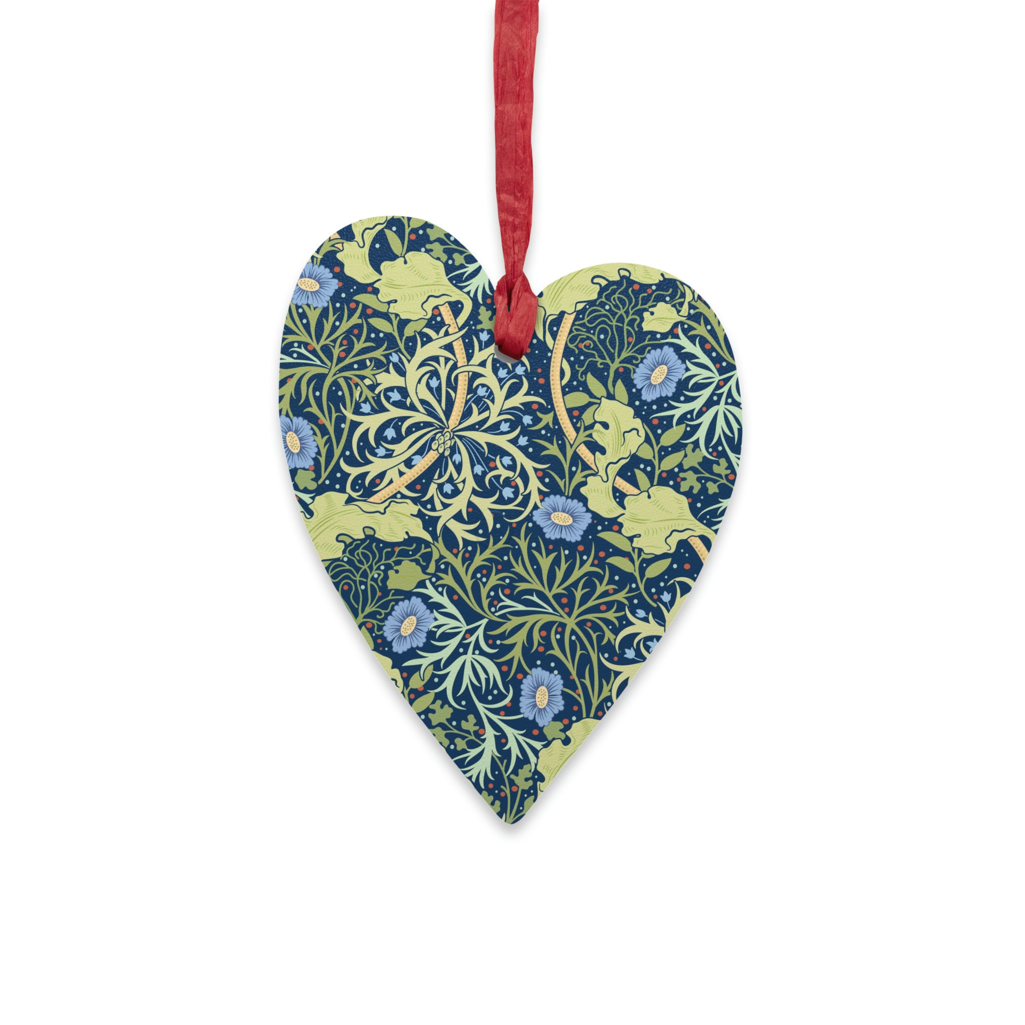 Wooden Christmas Ornaments by William Morris - Seaweed (Blue